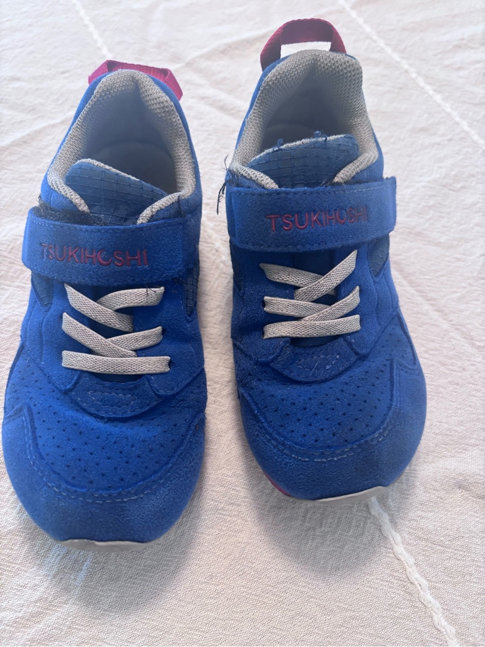 Tsukihoshi Kids Royal Blue Sneakers with Pink Heel Tab